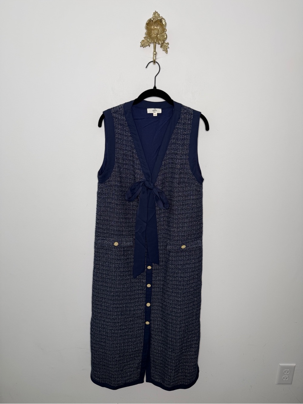 Entro Blue Tweed Midi Dress L